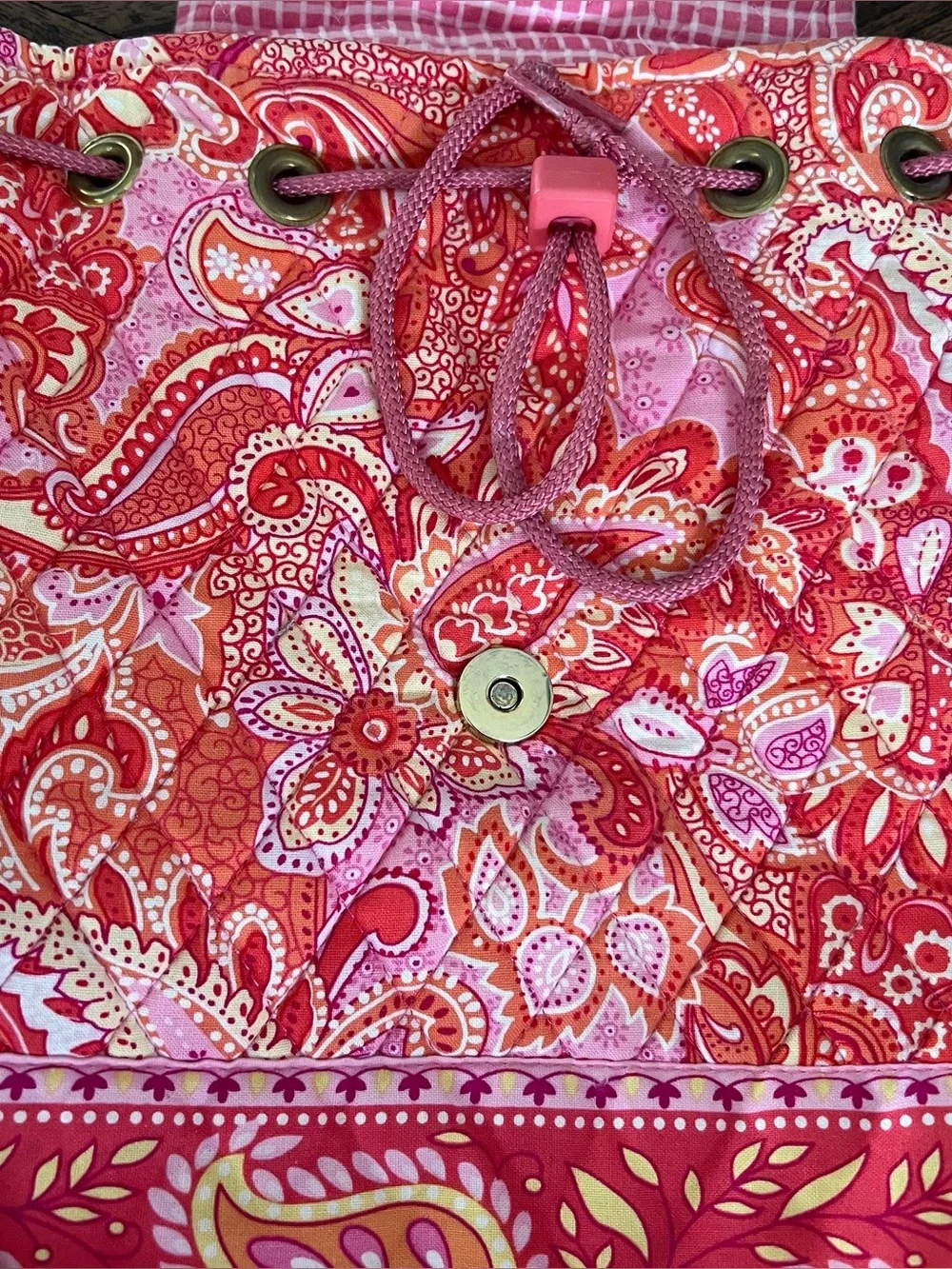 Vera Bradley Original Drawstring Backpack, Sherbet Pink & Orange Paisley